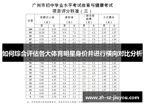 如何综合评估各大体育明星身价并进行横向对比分析